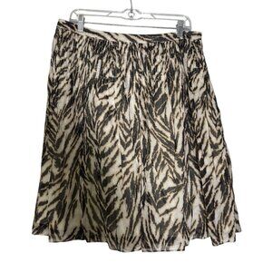 Talbots A-Line Animal Print Skirt Brown and Cream Size 1XP / 14WP Pleated NWT